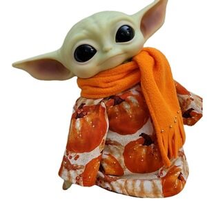 2pc. Fall Pumpkin Outfit & Scarf set for 11" Mattel Child Grogu Yoda doll Plush